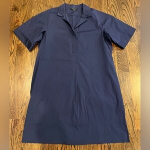 NWOT - Lafayette 148 Classic Navy Poplin Shirtdress (sz XL)